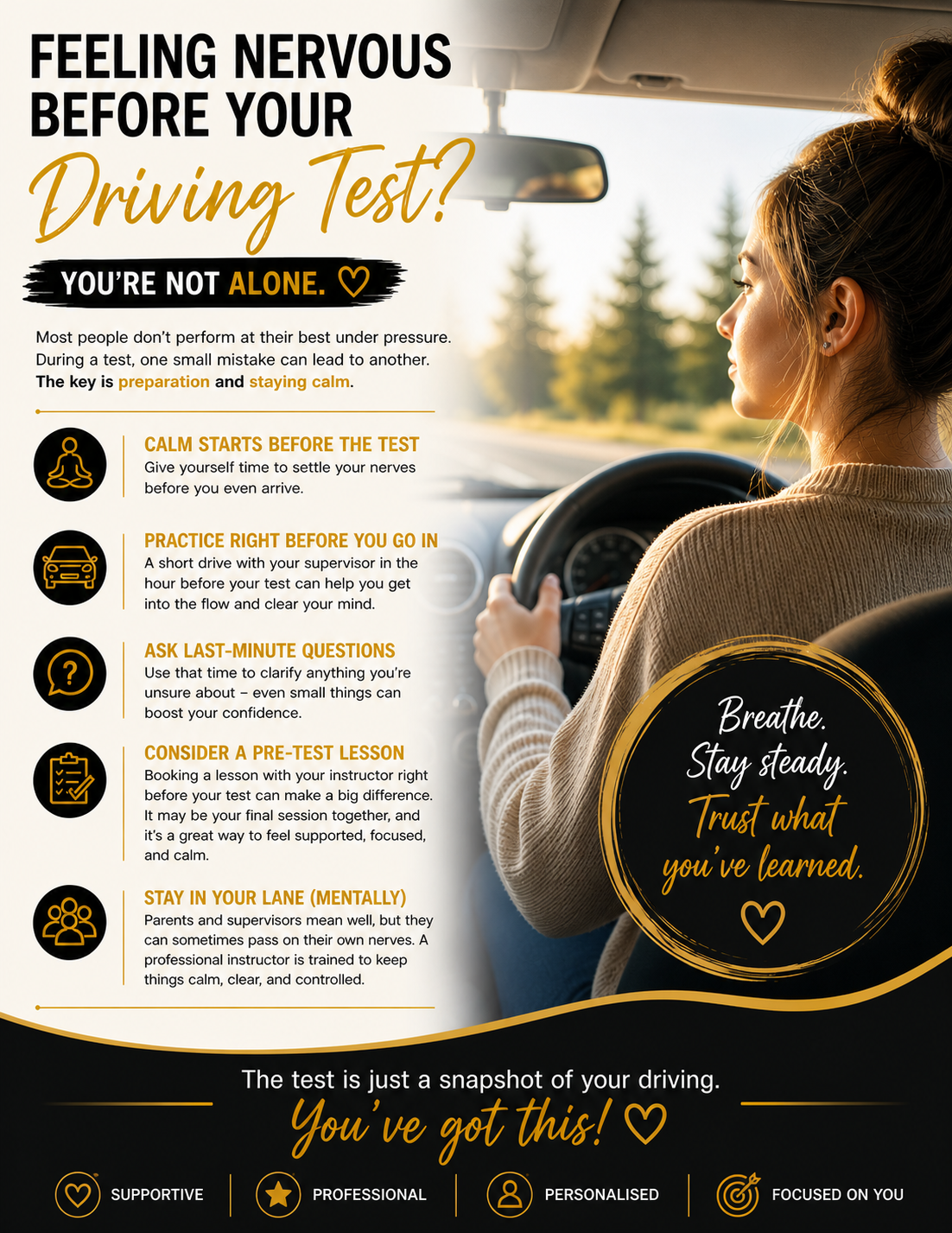 Feeling nervous before driving test